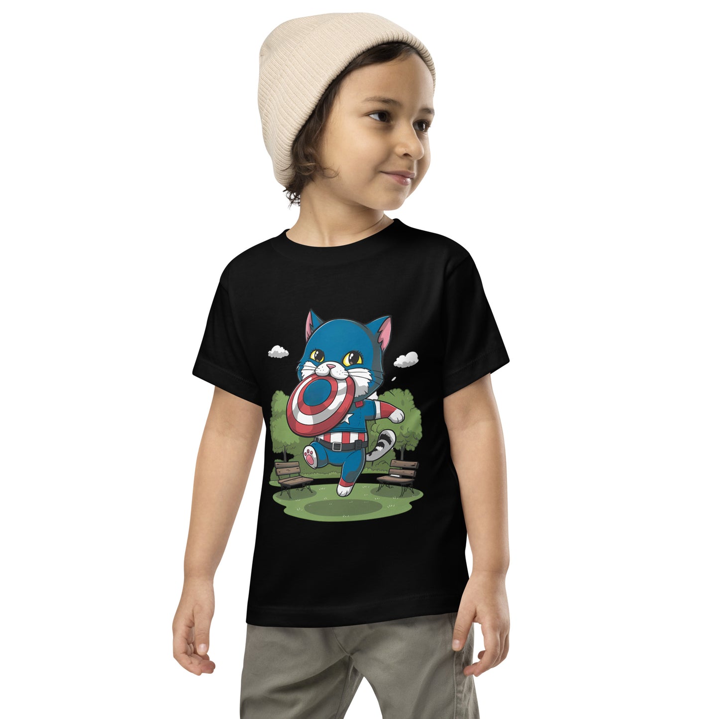 Cat-ain America: The Purrfect Hero | Toddler Short Sleeve Tee