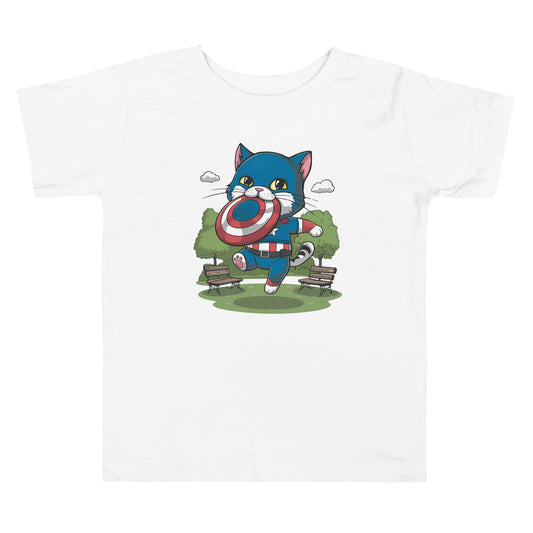 Cat-ain America: The Purrfect Hero | Toddler Short Sleeve Tee